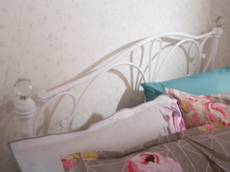 GFW Panache Crystal 4ft6 Double White Metal Bed Frame