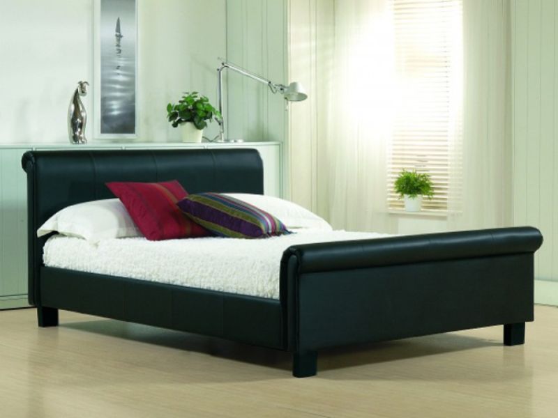 Time Living Aurora 4ft6 Double Black Faux Leather Bed Frame