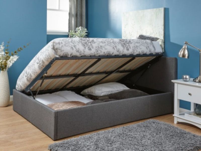 GFW Side Lift Ottoman 5ft Kingsize Grey Fabric Bed Frame