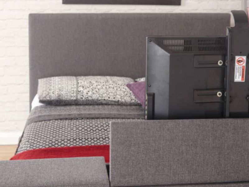 GFW Newark 5ft Kingsize Grey Fabric Electric TV Bed Frame
