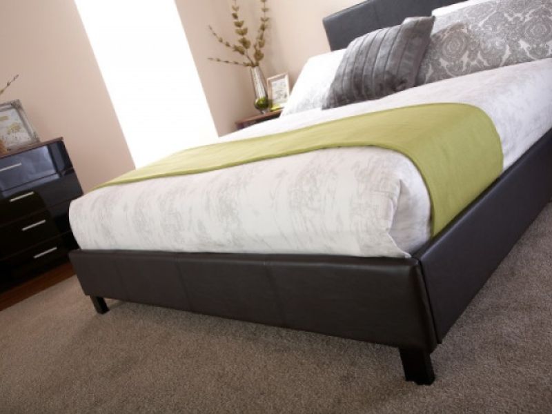 GFW Bed In A Box 4ft Small Double Black Faux Leather Bed Frame