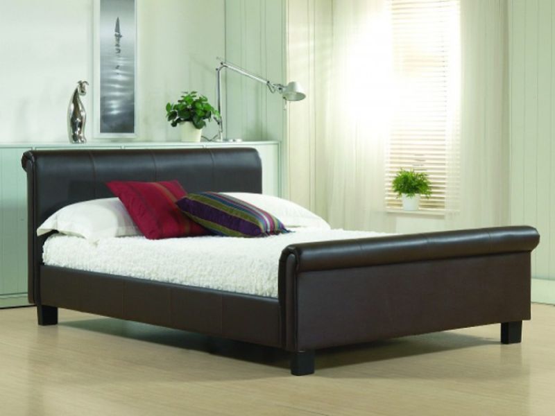 Time Living Aurora 4ft6 Brown Double Faux Leather Bed Frame