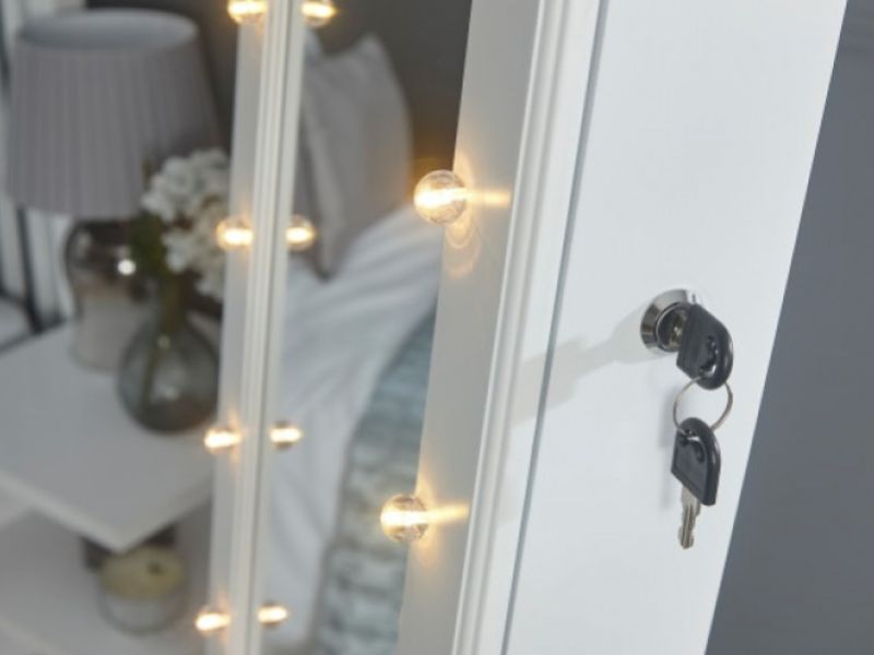 GFW Amore Mirror Jewellery Armoire With LED In White