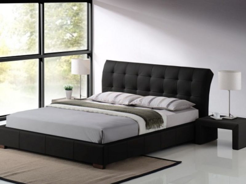 Time Living Boston 4ft6 Double Black Faux Leather Bed Frame