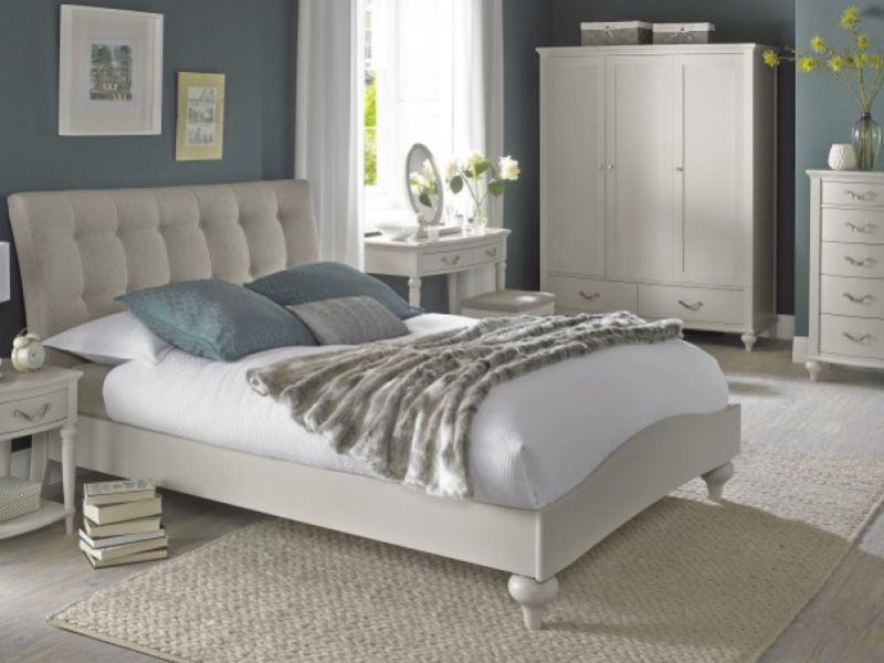 Bentley Designs Montreux Soft Grey And Vertical Stitch Upholstered 4ft6 Double Bed Frame