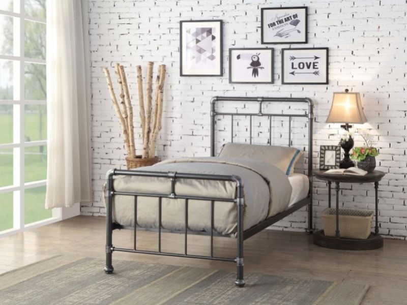 Flintshire Cilcain 3ft Single Silver Metal Bed Frame