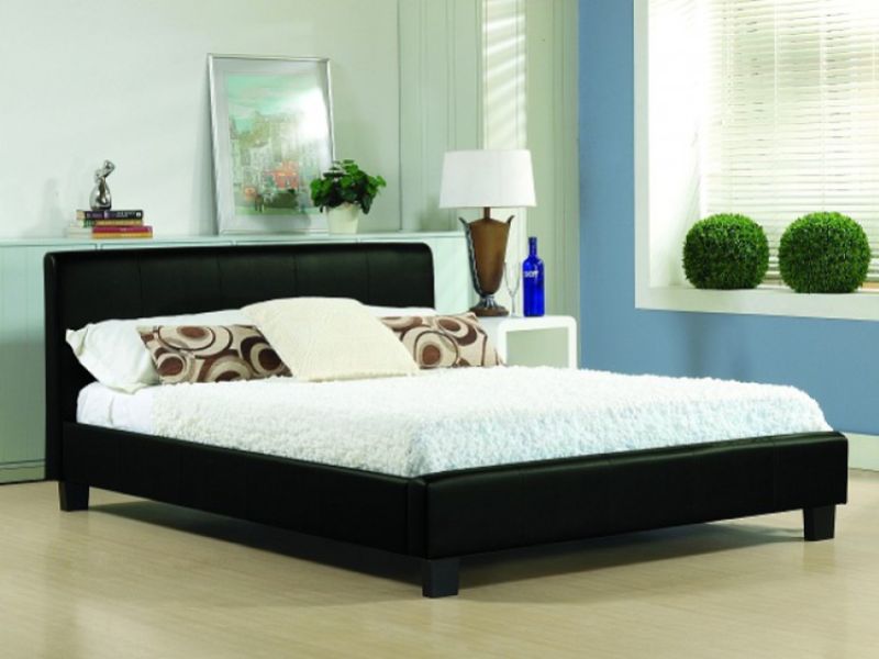 Time Living Hamburg 6ft Super Kingsize Black Faux Leather Bed Frame