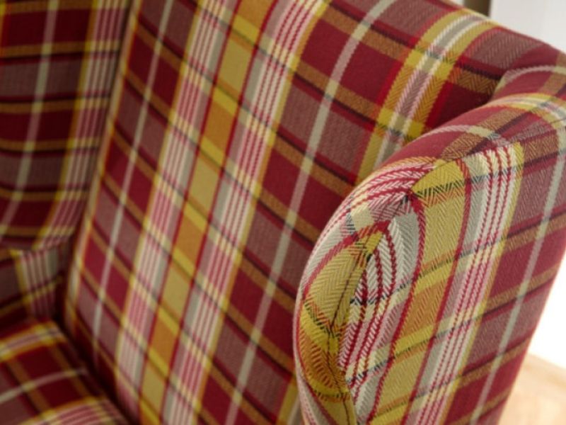 GFW Hamish Wing Chair In Purple Check