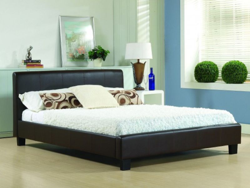 Time Living Hamburg 6ft Super Kingsize Brown Faux Leather Bed Frame