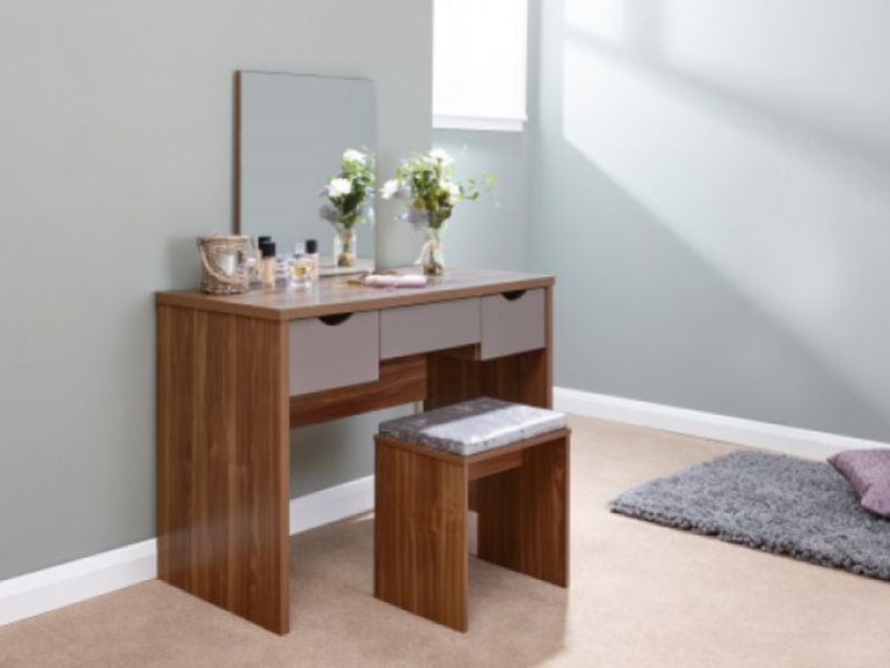 GFW Elizabeth Dressing Table Set In Walnut And Grey