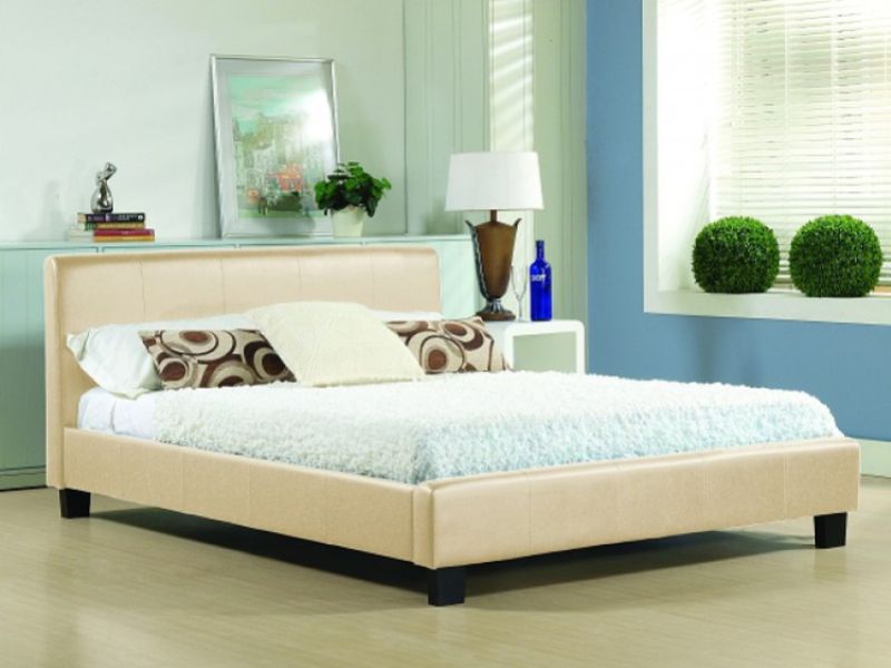 Time Living Hamburg 4ft6 Double Cream Faux Leather Bed Frame