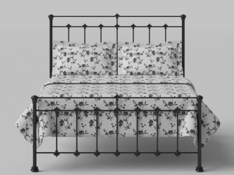 OBC Edwardian 4ft Small Double Satin Black Metal Bed Frame