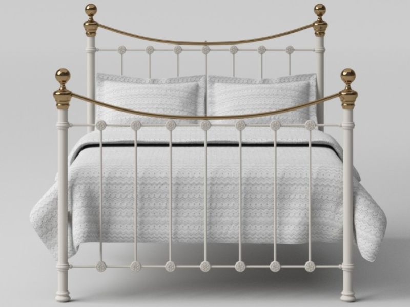 OBC Selkirk 4ft Small Double Glossy Ivory Metal Headboard