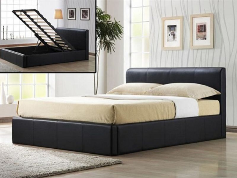 Faux Leather Ottoman Bed By Time Living, Leather Storage Bed King Size