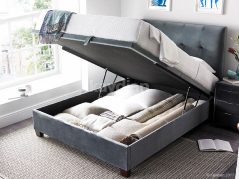 Kaydian Walkworth 4ft6 Double Cliffe Velvet Fabric Ottoman Storage Bed