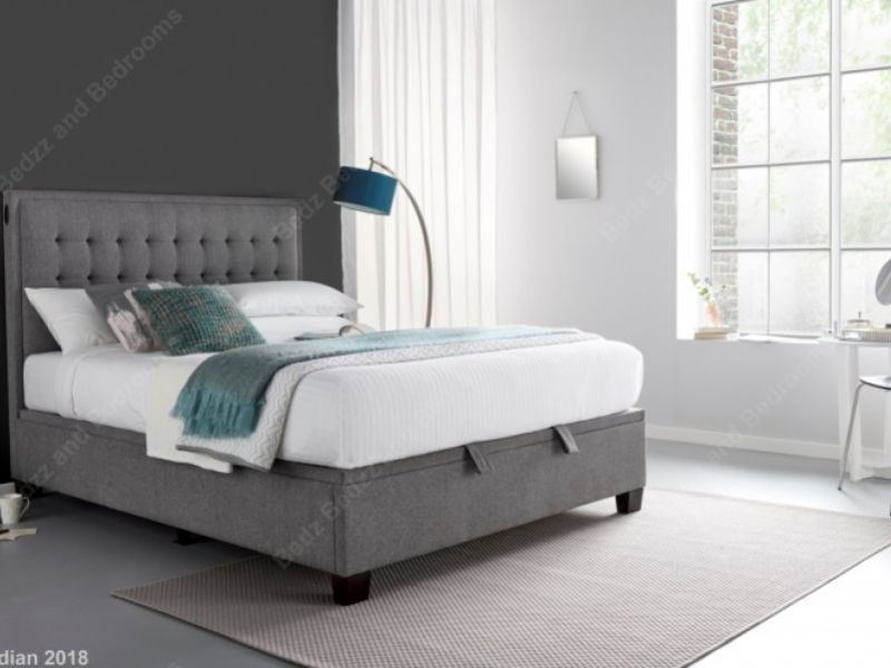 Kaydian Cheviot 4ft6 Double Smoke Grey Fabric Automatic Ottoman Bed