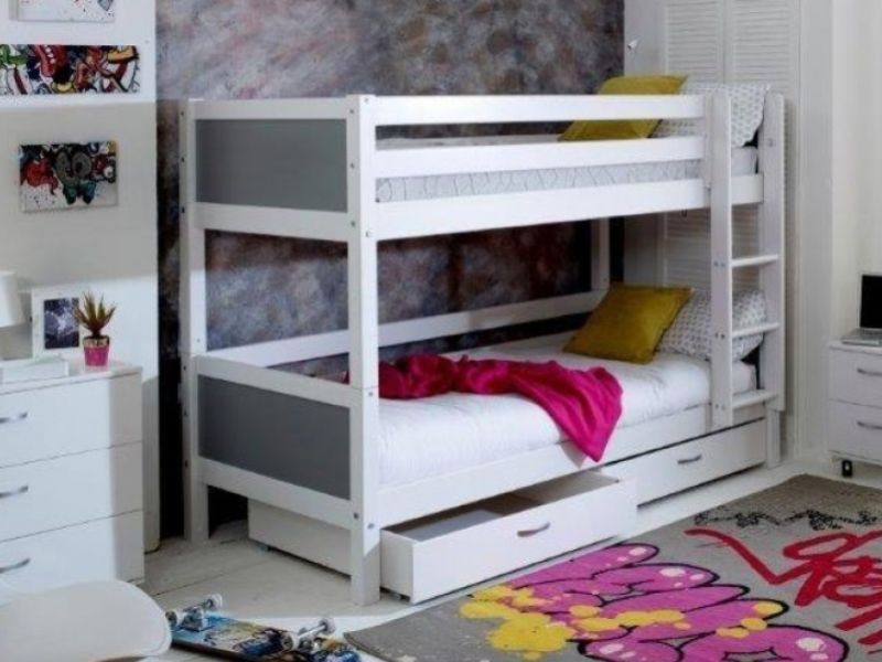 Thuka Nordic Bunk Bed 2 With Flat Grey End Panels And Drawers