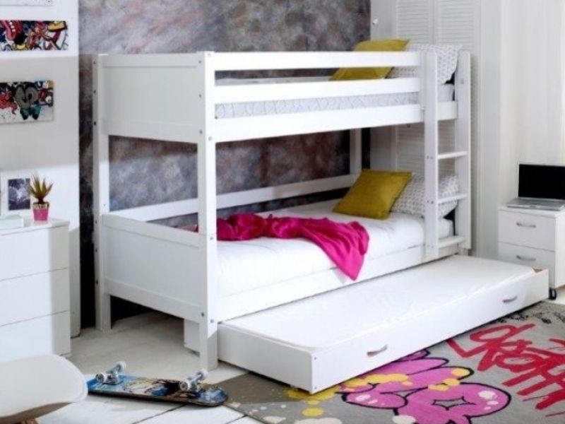 Thuka Nordic Bunk Bed 3 With Flat White End Panels And Trundle Bed