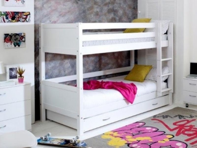Thuka Nordic Bunk Bed 3 With Flat White End Panels And Trundle Bed