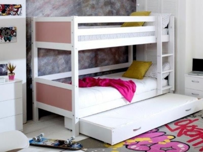 Thuka Nordic Bunk Bed 3 With Flat Rose End Panels And Trundle Bed