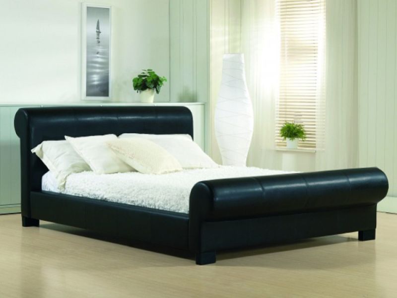 Time Living Valencia 4ft6 Double Black Faux Leather Bed Frame