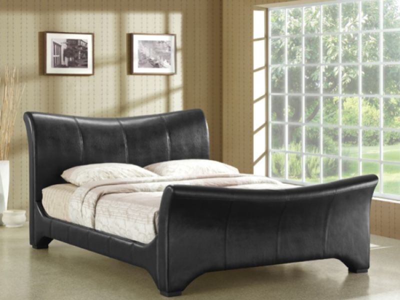 Time Living Wave 5ft Kingsize Black Leather Bed Frame