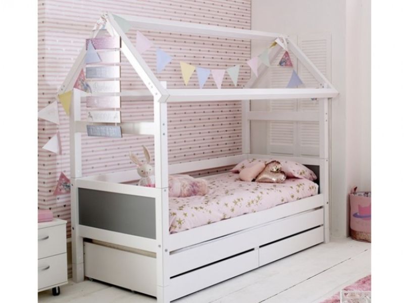 Thuka Nordic Playhouse Bed 2 With Grey End Panels And Trundle Bed With Drawers