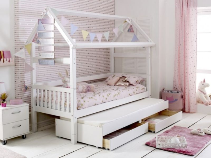 Thuka Nordic Playhouse Bed 2 With Slatted End Panels And Trundle Bed With Drawers