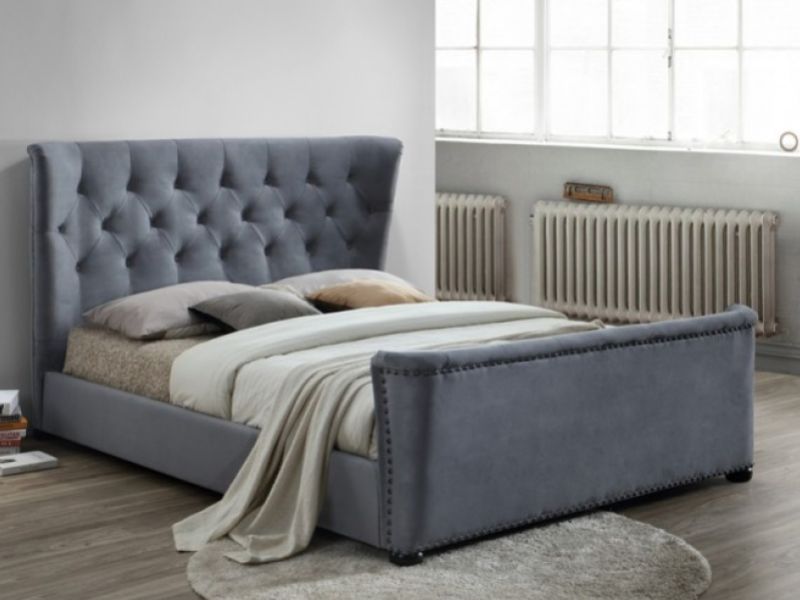 Birlea Barkley 5ft Kingsize Grey Velvet Fabric Bed Frame