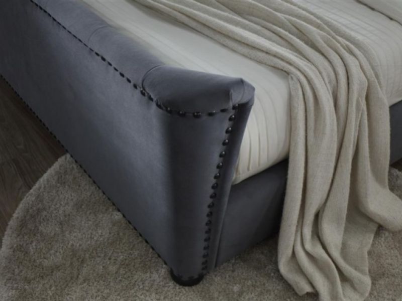 Birlea Barkley 5ft Kingsize Grey Velvet Fabric Bed Frame