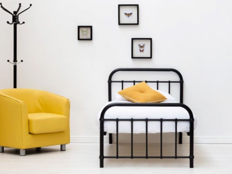 Sleep Design Henley 3ft Single Black, Harpenden Brushed Gold Metal Bed Frame