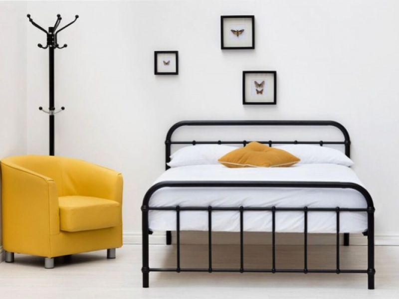 Sleep Design Henley 4ft6 Double Black, Harpenden Brushed Gold Metal Bed Frame
