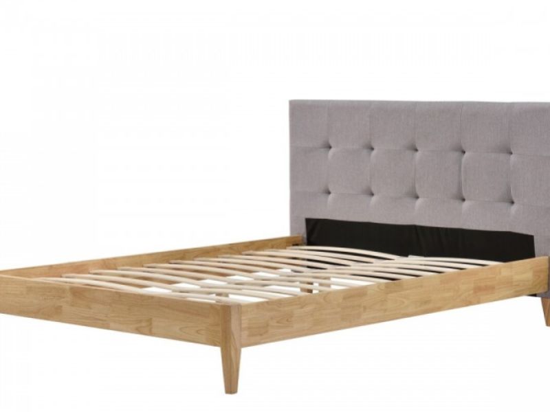 Sleep Design Disley 5ft Kingsize Grey Fabric And Oak Bed Frame