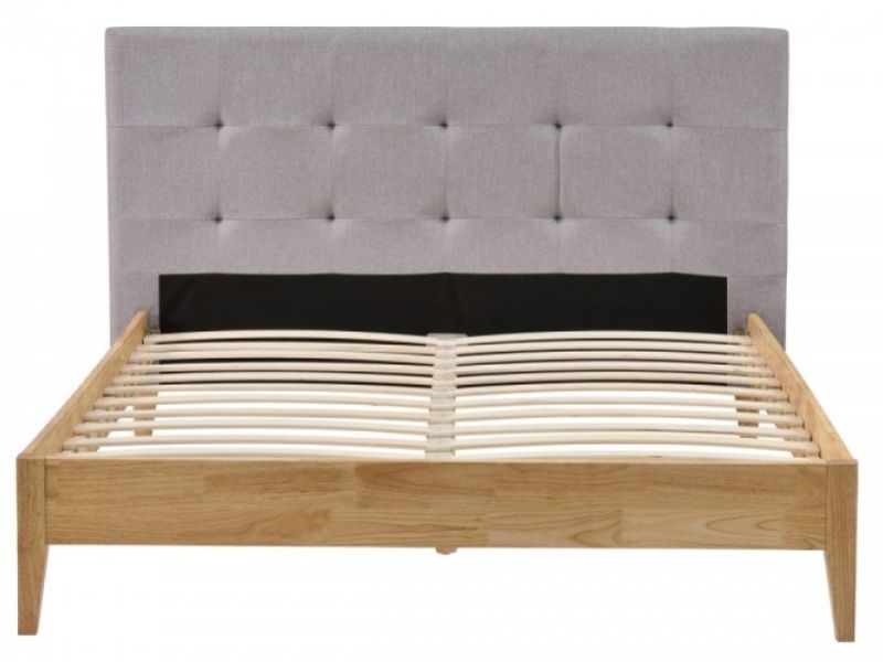 Sleep Design Disley 5ft Kingsize Grey Fabric And Oak Bed Frame