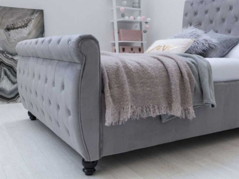 Sleep Design Hampton 5ft Kingsize Grey, Sleigh Bed With Storage King Size