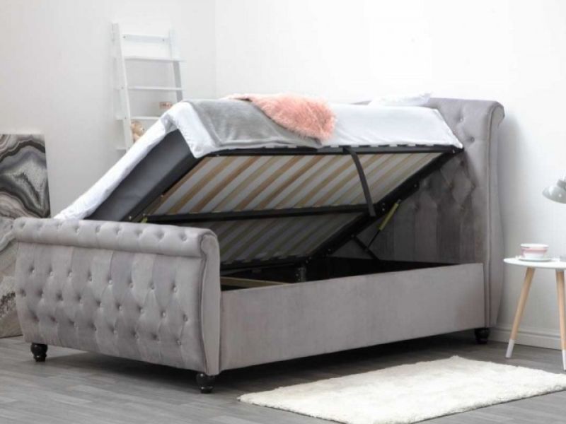 Sleep Design Hampton 5ft Kingsize Grey, King Size Sleigh Bed Frame With Storage
