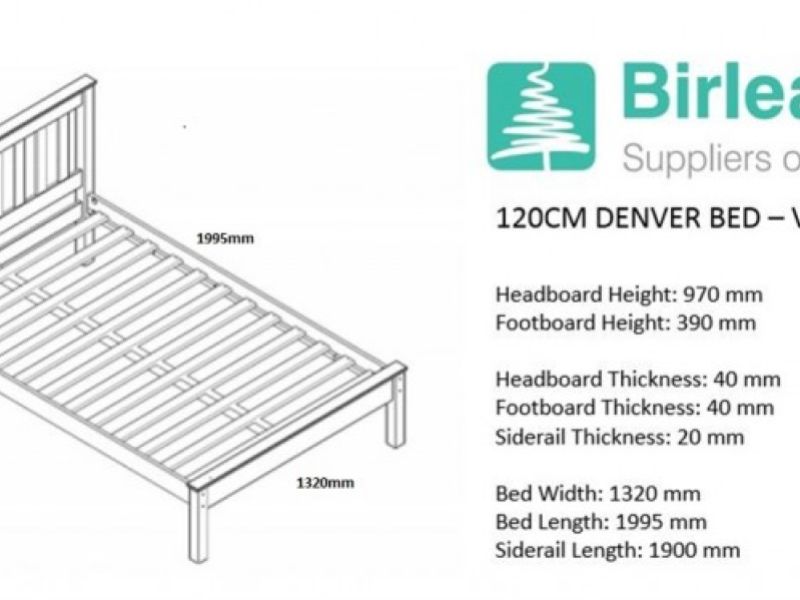 Birlea Denver 4ft Small Double White Wooden Bed Frame