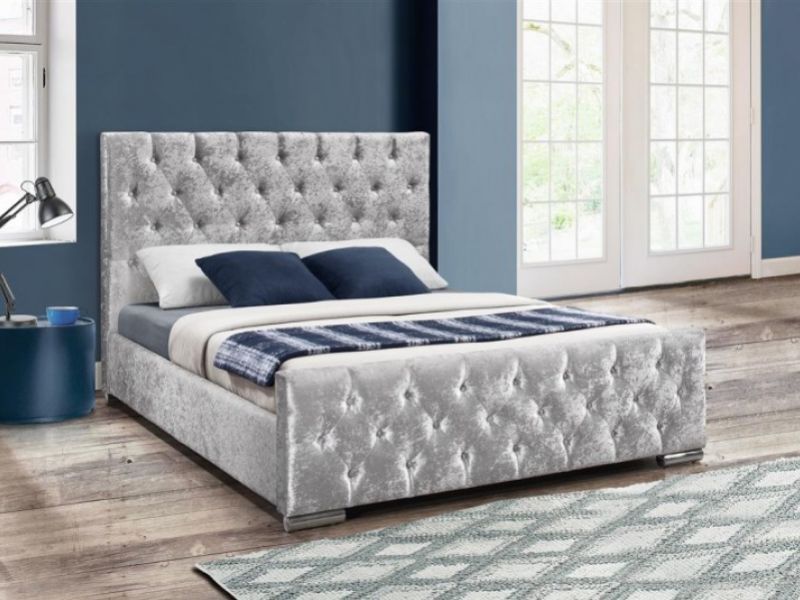 Birlea Finsbury 5ft Kingsize Steel Crushed Velvet Fabric Bed Frame