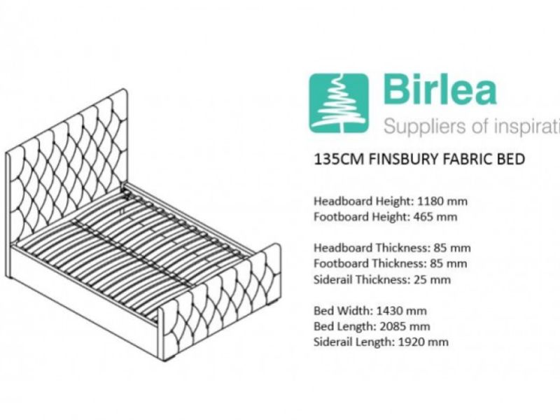 Birlea Finsbury 4ft6 Double Steel Crushed Velvet Fabric Bed Frame