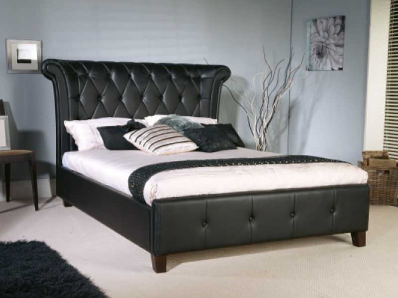 Limelight Epsilon 4ft6 Double Black Faux Leather Bed Frame