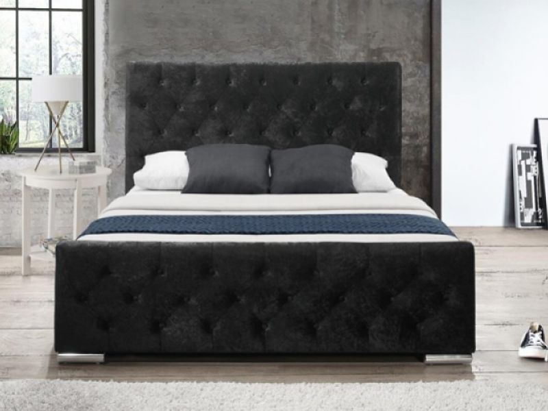 Birlea Finsbury 4ft Small Double Black Crushed Velvet Fabric Bed Frame