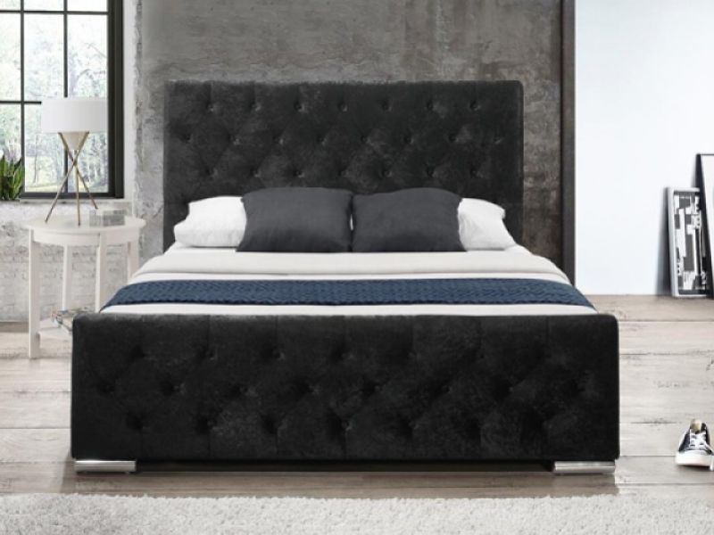 Birlea Finsbury 5ft Kingsize Black Crushed Velvet Fabric Bed Frame