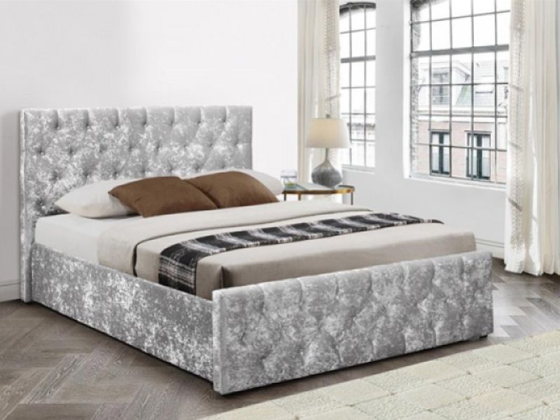 Birlea Finsbury 4ft Small Double Steel Crushed Velvet Fabric Ottoman Bed Frame