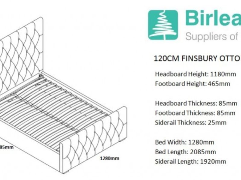 Birlea Finsbury 4ft Small Double Steel Crushed Velvet Fabric Ottoman Bed Frame