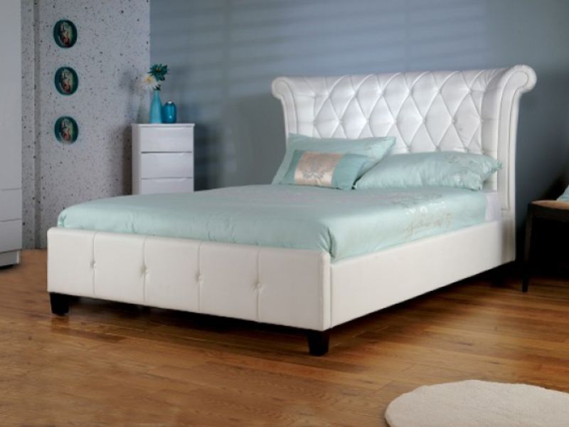Limelight Epsilon 6ft Super Kingsize White Faux Leather Bed Frame