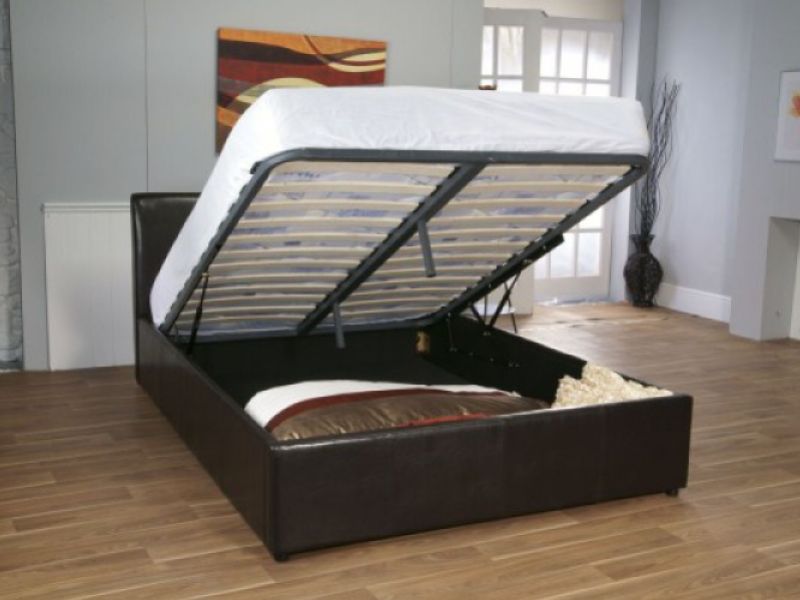 Limelight Galaxy Brown 6ft Super Kingsize Leather Ottoman Bed Frame