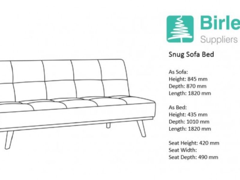 Birlea Snug Grey Fabric Sofa Bed