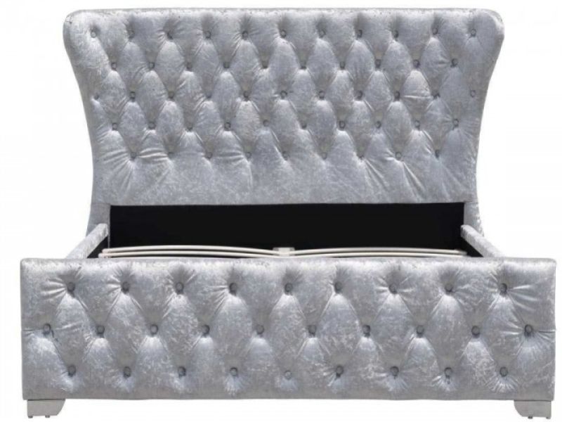 Sleep Design Bridewell 4ft6 Double Crushed Silver Velvet Bed Frame