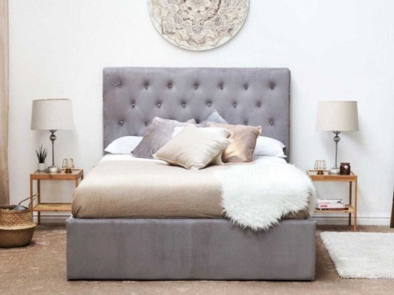 Sleep Design Eltham 5ft Kingsize Grey Velvet Fabric Bed Frame