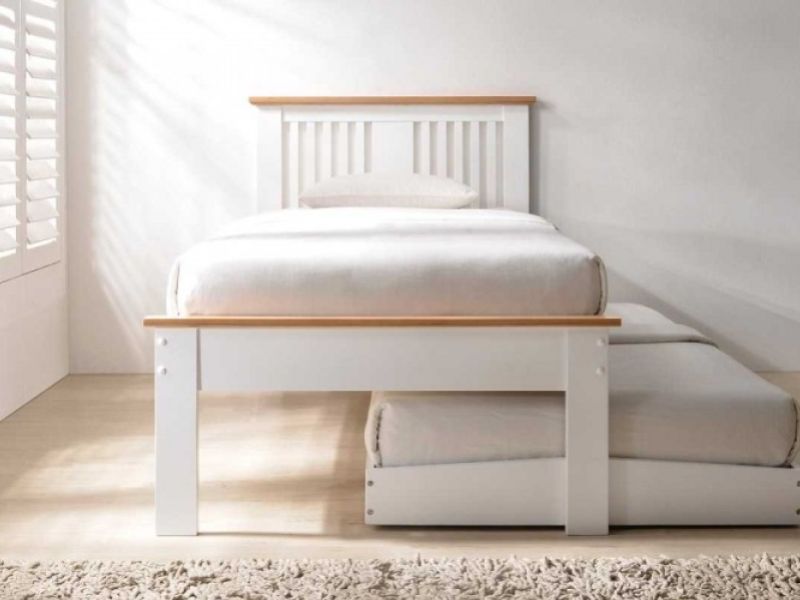 Sleep Design Malpas White And Oak finish Wooden Guest Bed